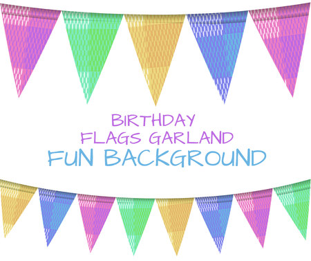 A VECTOR set of birthday flags, colorful background.のイラスト素材