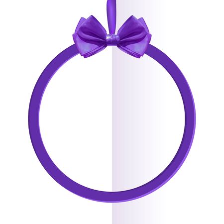 A VECTOR round black frame with silk bow on folded paper background.のイラスト素材