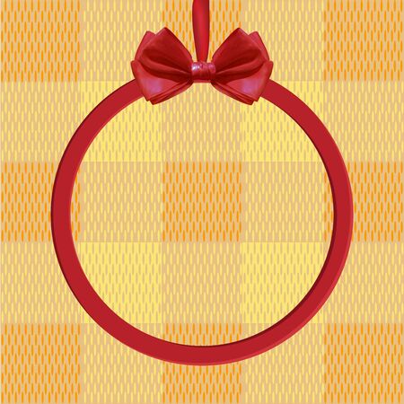 Red VECTOR frame on textile texture.のイラスト素材