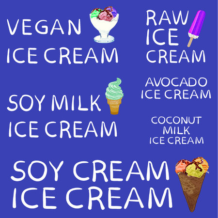 Vegan icecream VECTOR tags setのイラスト素材