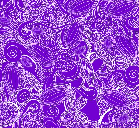 A Seamless VECTOR doodle pattern, white on purple.のイラスト素材