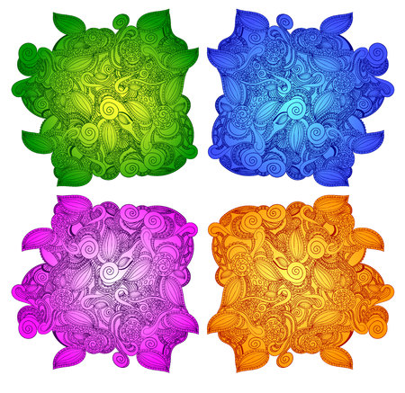 Doodle VECTOR shapes in different colors: green, blue, purple, yellow colors.のイラスト素材