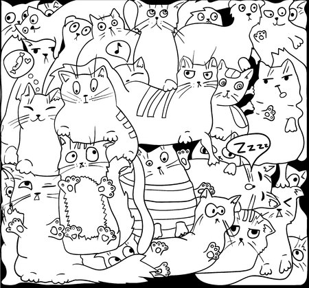 White cats on black, VECTOR .のイラスト素材