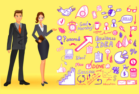 Big set od business doodles, drawing icons.のイラスト素材