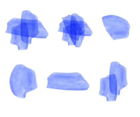 Set of blue watercolor elements.のイラスト素材