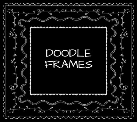 Doodle frames - White lines.のイラスト素材