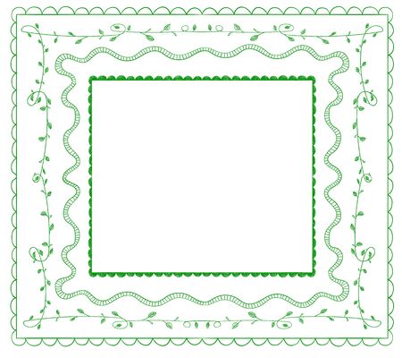 Doodle frames set - Green lines.のイラスト素材