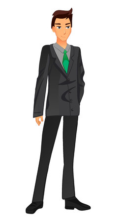 Businessman in a suit. Green tie. VECTOR illustrationのイラスト素材