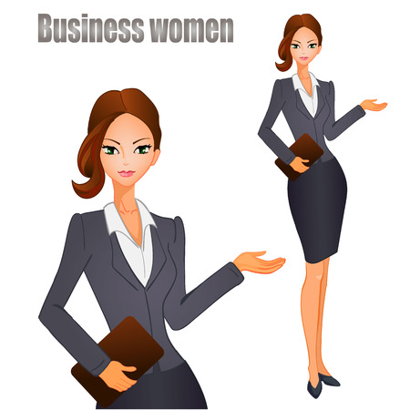 Ilustración de Business women with brown hair. VECTOR illustration. - Imagen libre de derechos