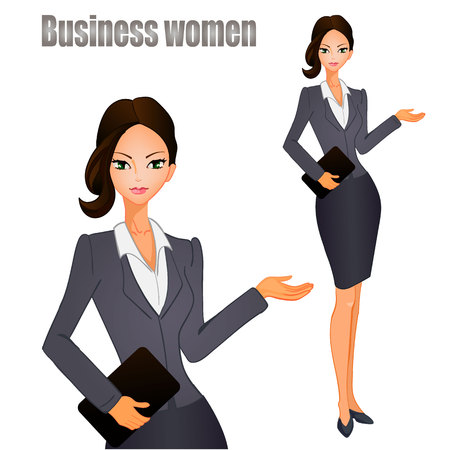 Business women with black hair. VECTOR illustration.のイラスト素材