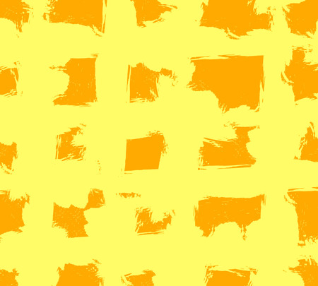 Abstract VECTOR grunge background template with yellow and orange crossing stripes. Seamless pattern.のイラスト素材