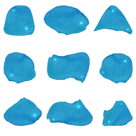 Set of colored paint strokes. VECTOR templates. Glittering light blue paint smears.のイラスト素材