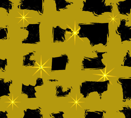 Abstract VECTOR grunge background template with black and golden crossing stripes. Seamless pattern.のイラスト素材