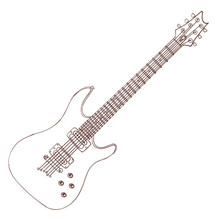 Electric guitar VECTOR line art.のイラスト素材