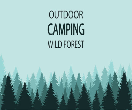 Outdoor camping wild forest, background templateのイラスト素材