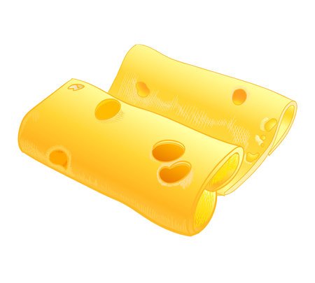 VECTOR illustration: cheese slices, colored drawingのイラスト素材