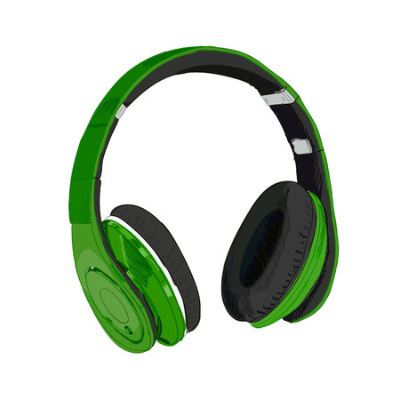 Hand drawn VECTOR headphones isolated on white - vector illustration.のイラスト素材