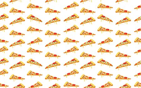 Seamless pizza pattern on white. VECTOR background templateの写真素材