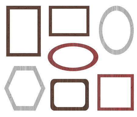 VECTOR set of different wooden frames isolated on white backgroundのイラスト素材
