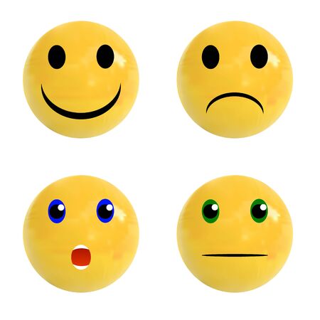 Set of realistic balls with emotional faces on it, VECTOR setのイラスト素材
