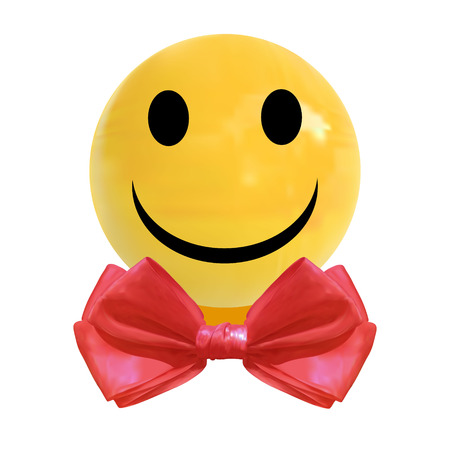 VECTOR realistic dragee candy with smiley face and red bow tieのイラスト素材