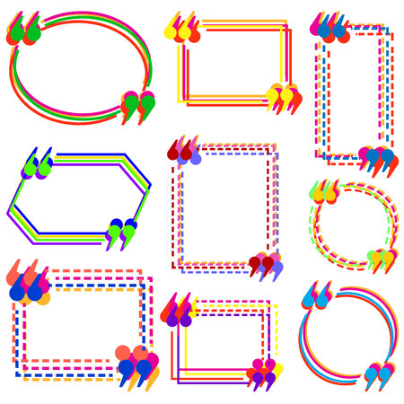 Quote text frame. VECTOR template. Set of multicolored frames isolated on whiteのイラスト素材