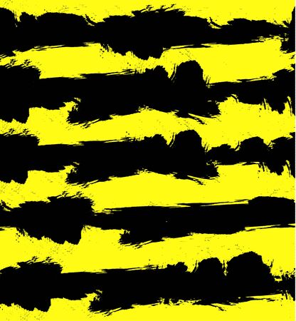 Abstract VECTOR grunge background with black and yellow grungy style stripes. Seamless pattern.のイラスト素材