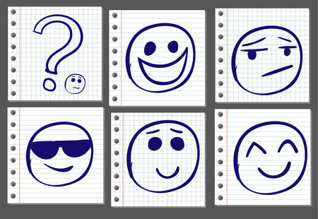 Doodle miles on notebook page. VECTOR. Blue linesのイラスト素材