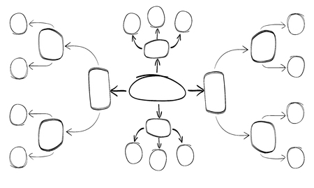 Hand drawn outline black VECTOR mind mapping template.の写真素材
