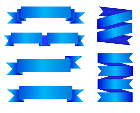 VECTOR set of blue ribbon banners isolated on white background, banners collection.のイラスト素材