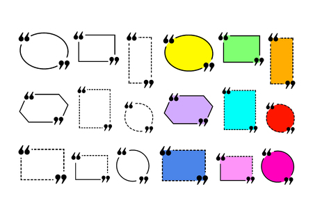Quote VECTOR frame templates: outline and colored frames, different shapes, isolated on white background.のイラスト素材