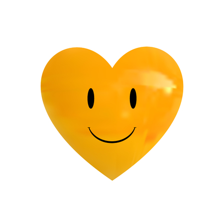 Heart shape VECTOR smiley, yellow love symbol, heart health care, childrens medicine, isolated on white .のイラスト素材