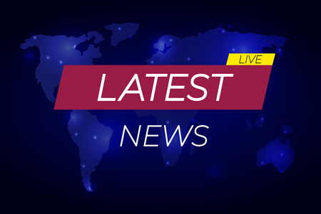 Latest News: VECTOR illustration, banner on world map, business technology latest news backdrop.のイラスト素材