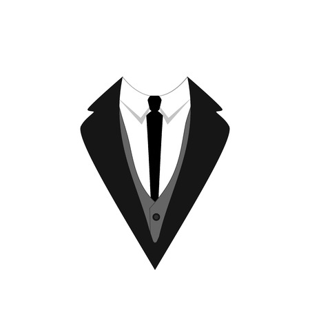 Tuxedo VECTOR Icon, Flat Design, Vector Illustration Template, Ceremony Official Dressing, Man Symbol Isolated on White Background.のイラスト素材