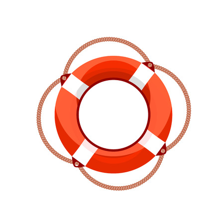 VECTOR Illustration of the Lifebuoy on white Background, Colored Logo Template.のイラスト素材