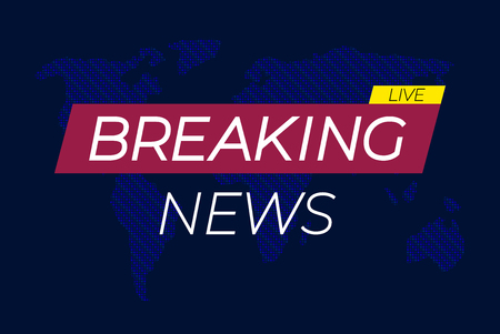 Breaking News VECTOR Background Template, Dotted pattern world map backdrop and bright frames with words: 'Breaking News'.のイラスト素材