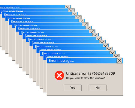 VECTOR Illustration: Critical Error Warning Message, Vintage User Interface, Retro Computer Design. Isolated on White Background.のイラスト素材