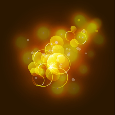 Abstract VECTOR magic glowing circles, golden flying magical lights. Magic Illustration.のイラスト素材