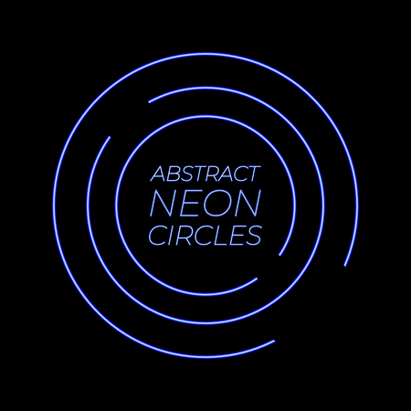 Neon Abstract Circles VECTOR glowing background template, bright blue neon lnes. Abstract Background.のイラスト素材