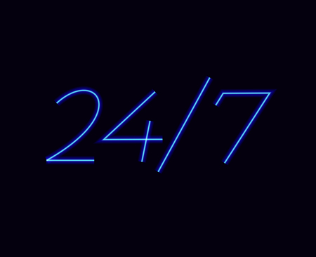 24/7 Neon Light on Dark Background.のイラスト素材