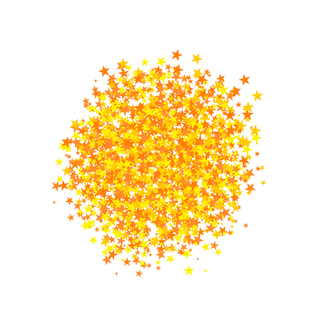 Stars shape, confetti cloud vector illustration. Isolated on white background, yellow and orange stars.のイラスト素材