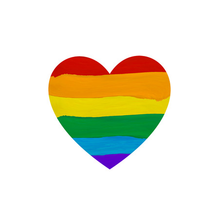 Paint smears flag heart shape icon, rainbow colored, VECTOR illustration, lgbt flag. Isolated on White Heart.のイラスト素材