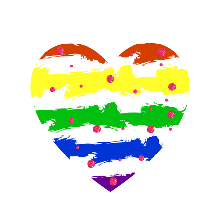 Colorful VECTOR grunge heart, Rainbow Colors, Isolated on white background illustration.のイラスト素材