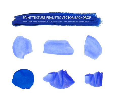 VECTOR paint smears set, blue paint collection, watercolor and gouache paint strokes background.のイラスト素材