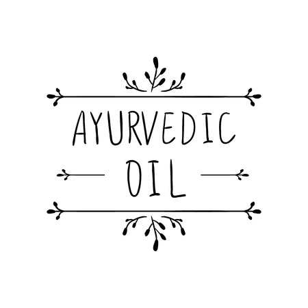 VECTOR Ayurvedic Oil hand drawn floral frame.のイラスト素材