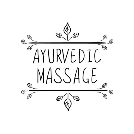 VECTOR Ayurvedic Massage hand drawn floral frame on White Background.のイラスト素材