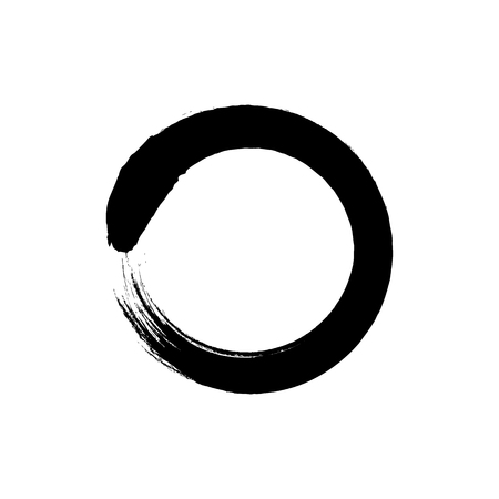 Zen Enso Circle VECTR icon, black on white, sign. Japanese Symbolのイラスト素材