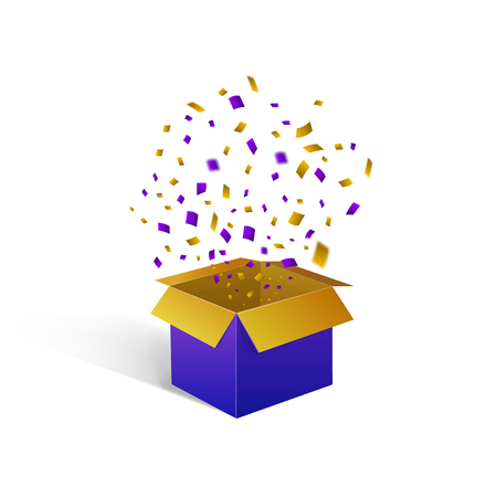 Confetti Explosion VECTOR Colorful Box Isolated On White Background.のイラスト素材