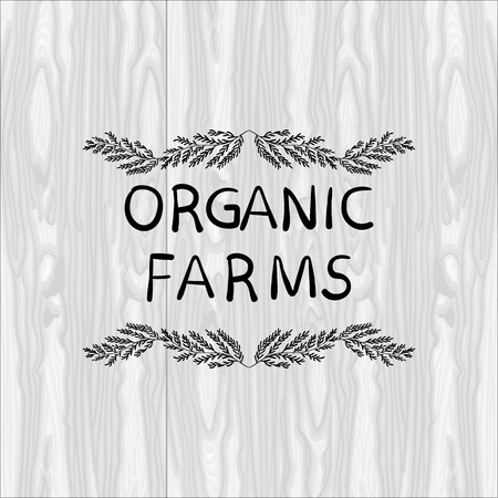 Organic Farms VECTOR illustration, Floral Doodle Frame, Black Outline Vignette.のイラスト素材