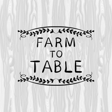 Farm to Table VECTOR illustration, Floral Doodle Frame, Black Outline Vignette.のイラスト素材